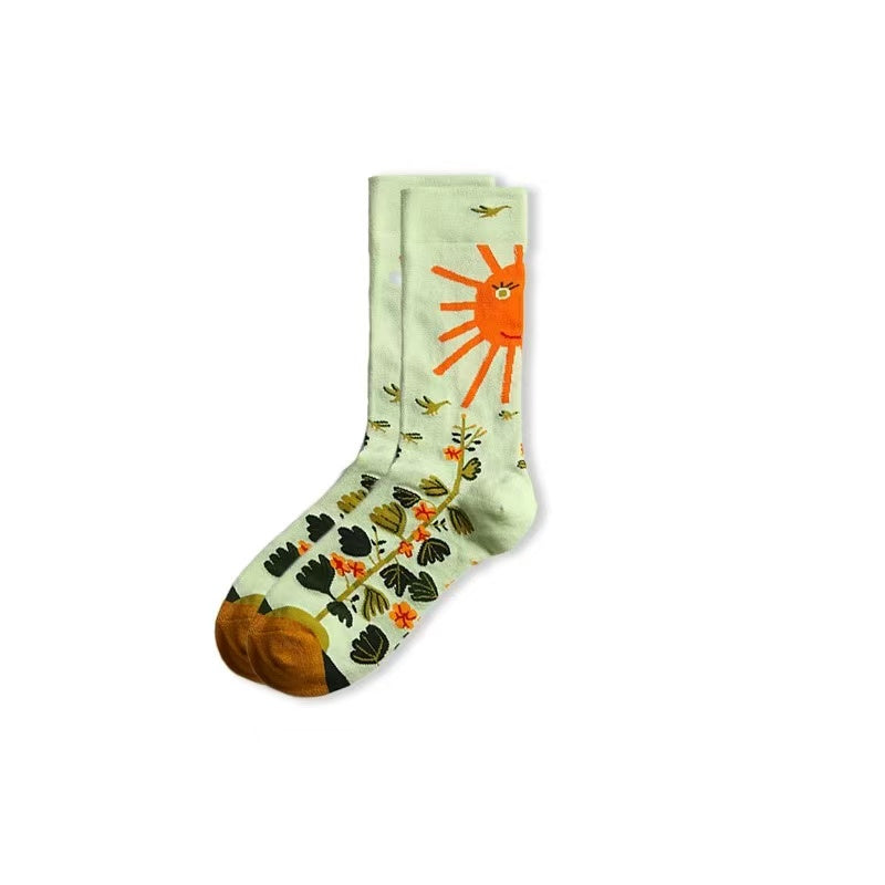SUNFLOWER GRAPHIC FASHION COTTON SOCKS